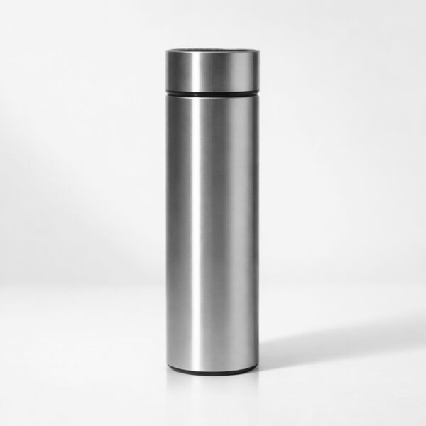 16oz Vacuum Flask Metallic with Temperature Display (Silver) Thumbnail