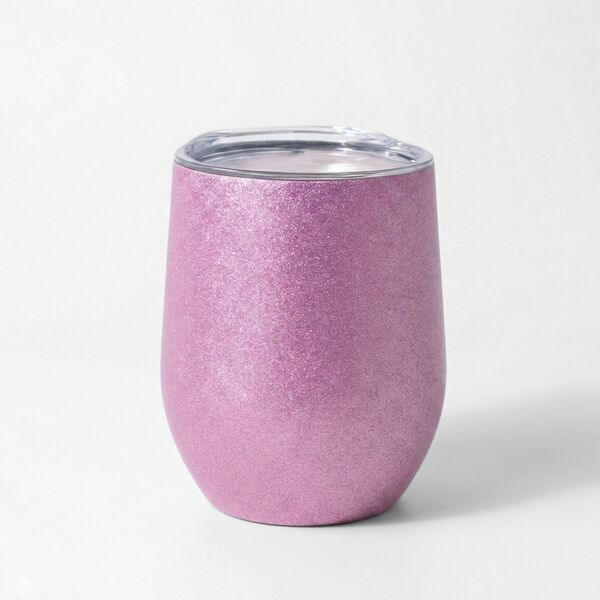 12oz Stainless Steel Stemless Glitter Cup with Lid Thumbnail