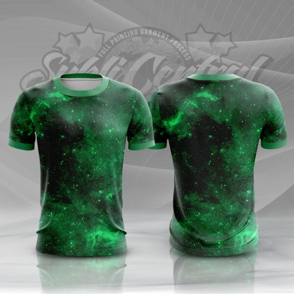 Green Galaxy Full Print Roundneck Shirt Thumbnail