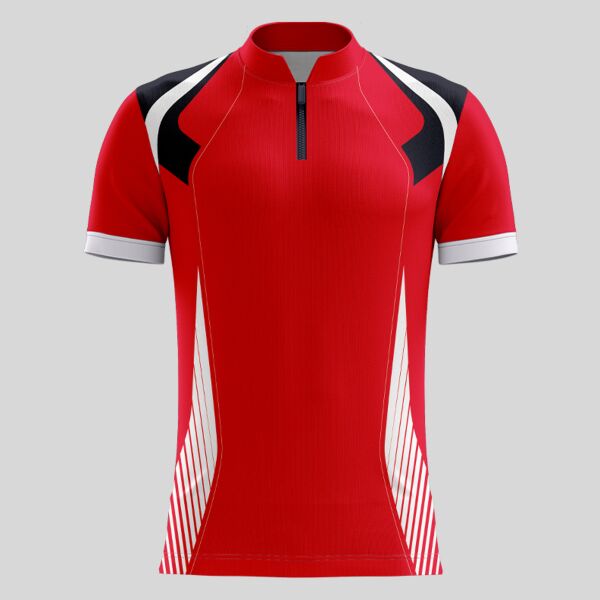 Red Esport Pattern Full Print Chinese Collar Shirt Thumbnail