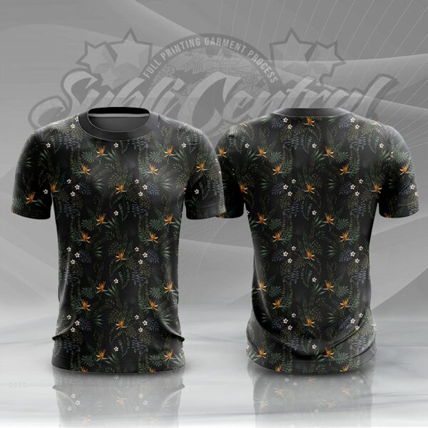 Leaves Design Full Print Roundneck Shirt Thumbnail
