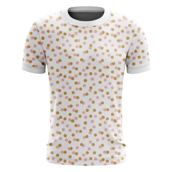 Gold and Pink Circle Design Full Print Roundneck Shirt Thumbnail