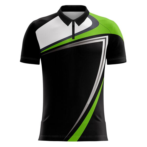 Green Vector Nvidia Full Print Polo Shirt with Zipper Thumbnail