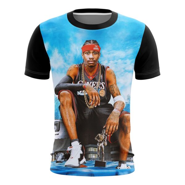 Vintage Allen Iverson Basketball Half Bleed Full Print Sublimation Roundneck Shirt Thumbnail