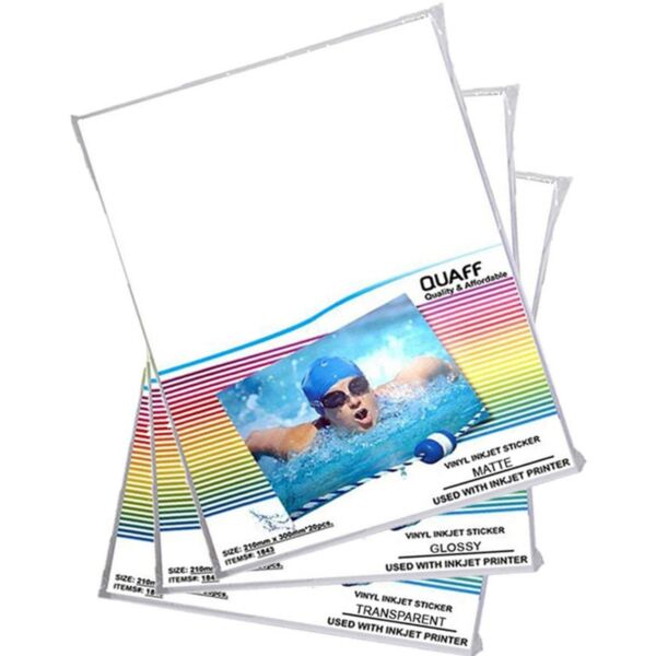 Quaff Vinyl Inkjet Sticker Transparent Waterproof A4 (20's) Thumbnail
